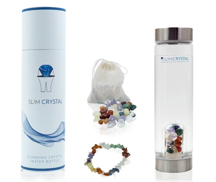 SlimCrystal slimming crystal water bottle with gift tube, crystal pouch and bracelet